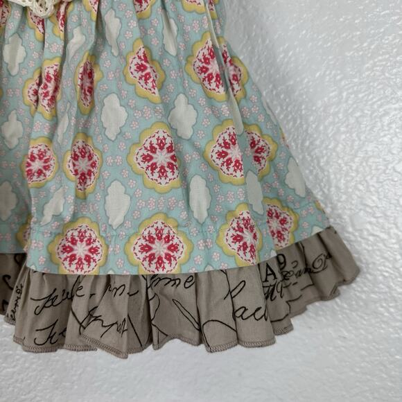 Mustard Pie Peasant Dress Size 3 Months Cottagecore Ruffle Floral Shabby Chic - Picture 2 of 12